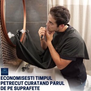 Sort / pelerina pentru barbierit negru - Img 5