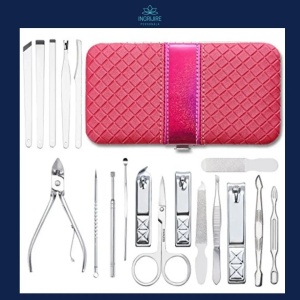 Trusa manichiura profesionala 18 piese, Silver, Ruby Pink - Img 3