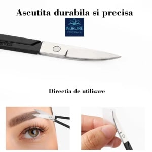 Forfecuta pentru cosmetizare par facial, otel inoxidabil - matte black - Img 6