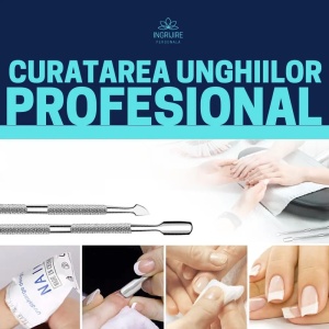 Instrument pentru impingere cuticule si curatare, cu doua capete varf drept/inclinat - Img 2