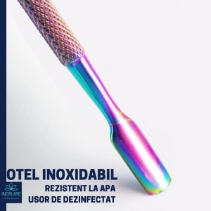 Instrument pentru impingere cuticule si curatare, cu doua capete varf drept/inclinat multicolor - Img 7