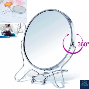 Oglinda makeup, 10 cm, lupa x4, otel inoxidabil - Img 3