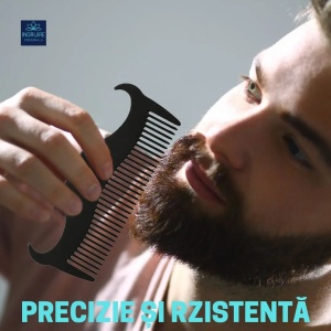 Pieptan mini pentru barba din otel inoxidabil black - Img 2