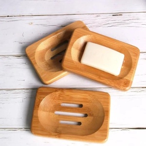 Sapuniera, lemn de bambus, crem/maro, 12x8x2 cm - Img 2