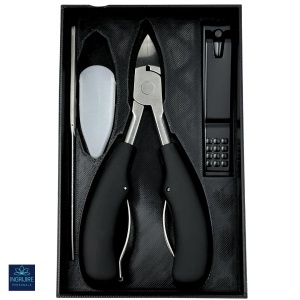 Set complet pentru pedichiura, 3 piese, otel inoxidabil, Black
