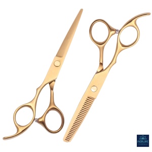 Set profesional de 2 foarfece de tuns si filat 6''- Royal Gold