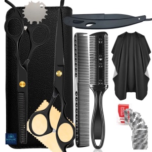 Set profesional pentru frizerie matte black, 9 instrumente