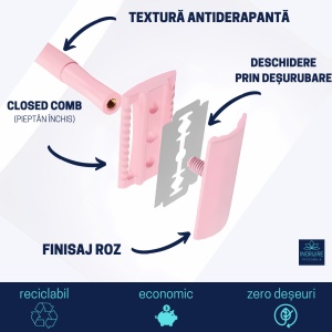 Aparat de ras safety razor, Luxury Pink - Img 3
