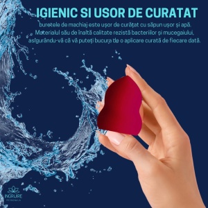 Burete ergonomic si stativ pentru aplicare make-up si creme, rosu - Img 7