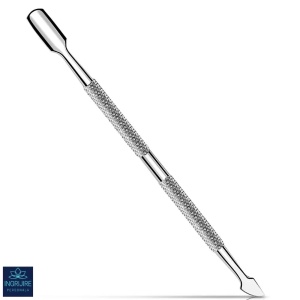 Instrument pentru impingere cuticule si curatare, cu doua capete varf drept/inclinat
