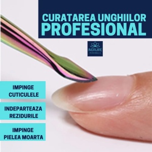Instrument pentru impingere cuticule si curatare, cu doua capete varf drept/inclinat multicolor - Img 4