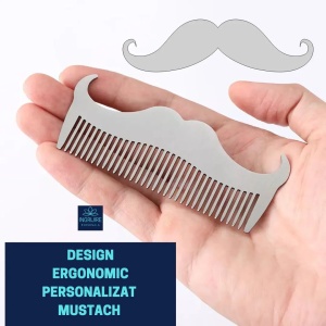 Pieptan mini pentru barba din otel inoxidabil - Img 4