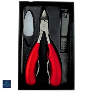 Set complet pentru pedichiura, 3 piese, otel inoxidabil, Red