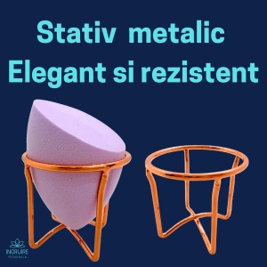 Burete ergonomic si stativ pentru aplicare make-up si creme, mov deschis - Img 6