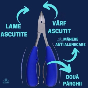 Cleste pedichiura albastru, pila si instrumente pentru unghii dure - Img 3
