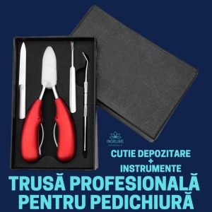 Cleste pedichiura rosu, pila si instrumente pentru unghii dure - Img 2
