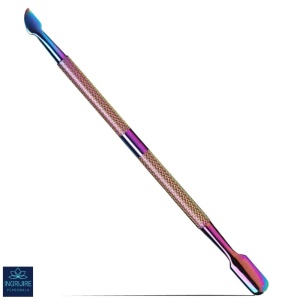 Instrument pentru impingere cuticule si curatare, cu doua capete varf drept/inclinat multicolor
