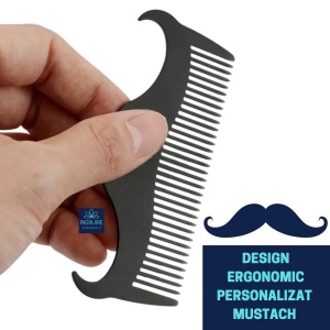 Pieptan mini pentru barba din otel inoxidabil black - Img 6