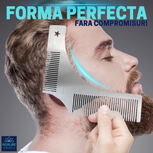 Pieptene pentru barba/contur, silver - Img 2
