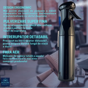 Pulverizator frizerie, long press black, 200 ml - Img 3