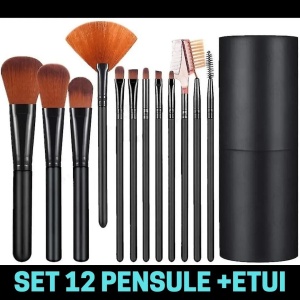 Set 12 pensule Black Elegance, machiaj profesional, cilindru transport - Img 8