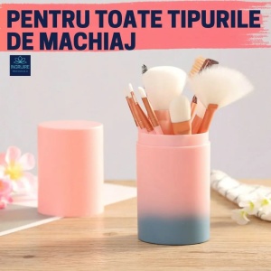 Set 12 pensule Flamingo Pink, machiaj profesional, cilindru transport - Img 8