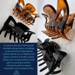 Set de 4 clame de par, negru/maro - Img 2