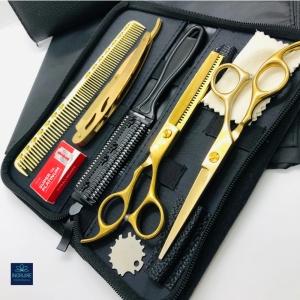Set profesional pentru frizerie royal gold, 10 instrumente - Img 2