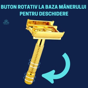 Aparat de ras clasic butterfly, Safety Razor, Gold - Img 2
