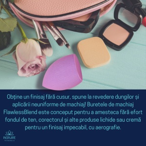 Burete ergonomic si stativ pentru aplicare make-up si creme, mov deschis - Img 3