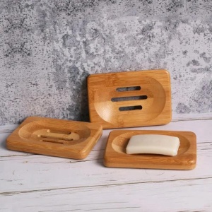 Sapuniera, lemn de bambus, crem/maro, 12x8x2 cm - Img 3