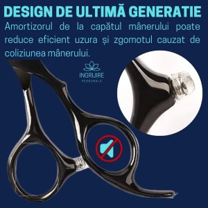 Set profesional de 2 foarfece de tuns si filat 6'', Matte Black - Img 7