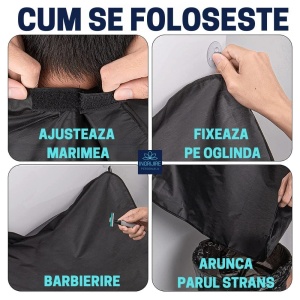 Sort / pelerina pentru barbierit negru - Img 3
