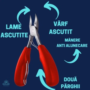 Cleste pedichiura rosu, pentru unghii dure - Img 2