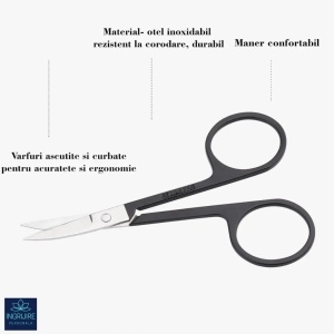 Forfecuta pentru cosmetizare par facial, otel inoxidabil - matte black - Img 4