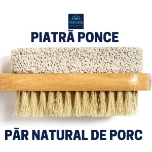 Perie dubla cu piatra ponce si maner din lemn - Img 8