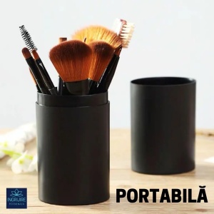 Set 12 pensule Black Elegance, machiaj profesional, cilindru transport - Img 2