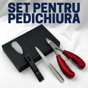 Set complet pentru pedichiura, 3 piese, otel inoxidabil, Red - Img 2