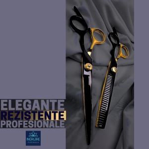 Set de 2 foarfece de tuns si filat 6''- black&gold - Img 3
