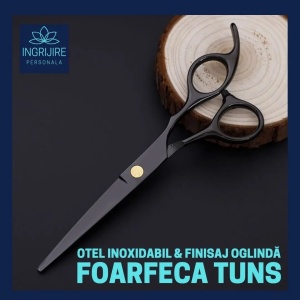 Set profesional de 2 foarfece de tuns si filat 6'', Matte Black - Img 4
