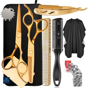 Set profesional pentru frizerie royal gold, 10 instrumente