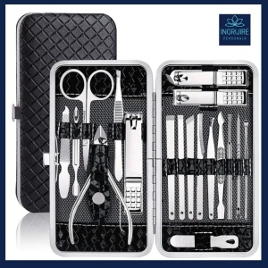 Trusa manichiura profesionala 18 piese, Black&Silver