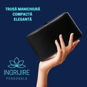 Trusa manichiura profesionala 18 piese, otel negru mat - Img 4