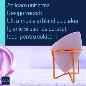 Burete ergonomic si stativ pentru aplicare make-up si creme, mov deschis - Img 7