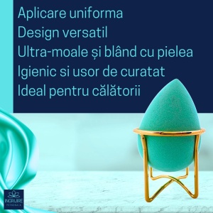 Burete ergonomic si stativ pentru aplicare make-up si creme, verde - Img 7