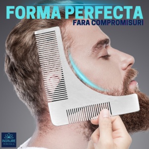 Pieptene pentru contur barba, silver - Img 2