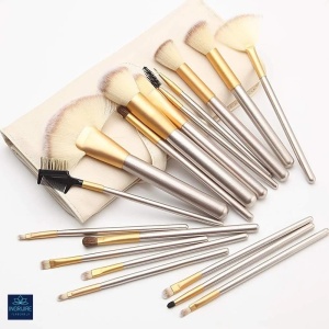 Set 18 pensule, machiaj profesional, husa piele ecologica