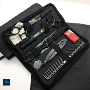 Set profesional pentru frizerie matte black, 9 instrumente - Img 2