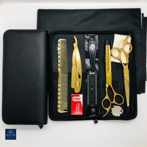 Set profesional pentru frizerie royal gold, 10 instrumente - Img 3