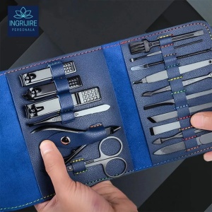 Trusa manichiura profesionala 16 piese, Marine Blue